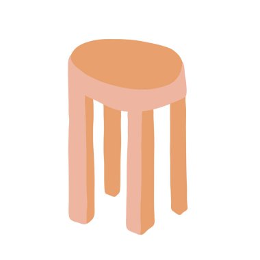 Beyaz arkaplanda izole edilmiş basit bir tahta taburenin düz vektör çizimi