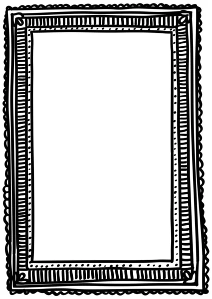 Hand Drawn Doodle Style Picture Frame Line Art Childish Drawing — Stock Vector