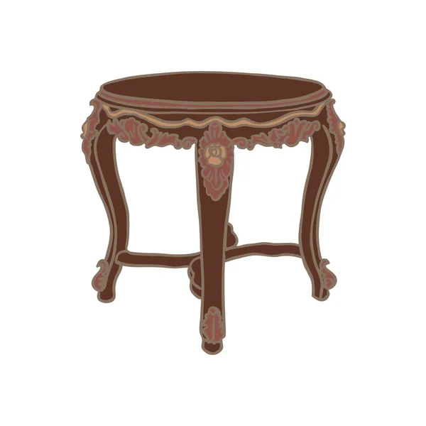 Boule Couleur Vectorielle Petite Table Bois Antique Décorée Isolée Sur — Image vectorielle