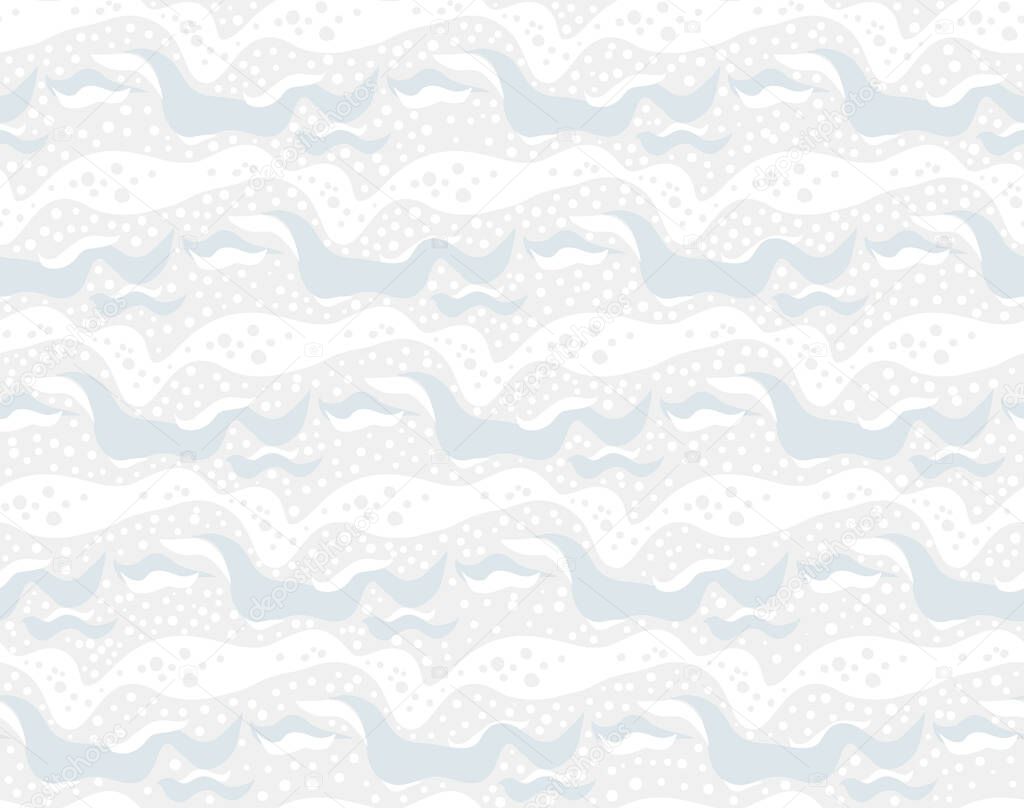 Seamless vector low contrast, high key pattern of stylized snow on the ground. Usable for wrapping paper, Christmas decoration, winter designs.