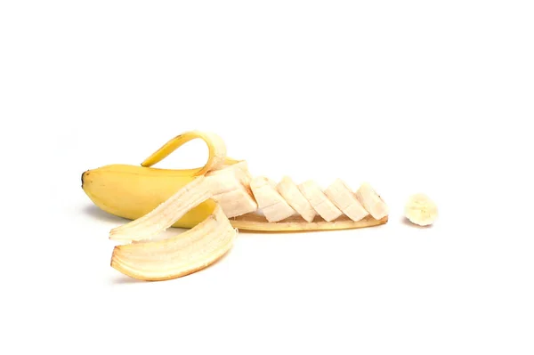 Banane Jaune Mûre Isolée Sur Fond Blanc Alimentation Saine Concept — Photo