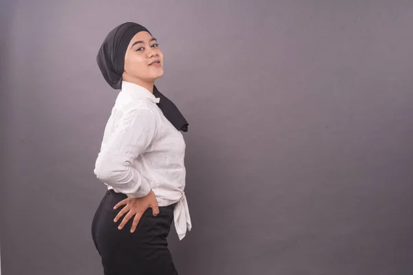 Retrato Jovem Asiática Menina Vestindo Turban Hijab Moda Para Adolescente — Fotografia de Stock
