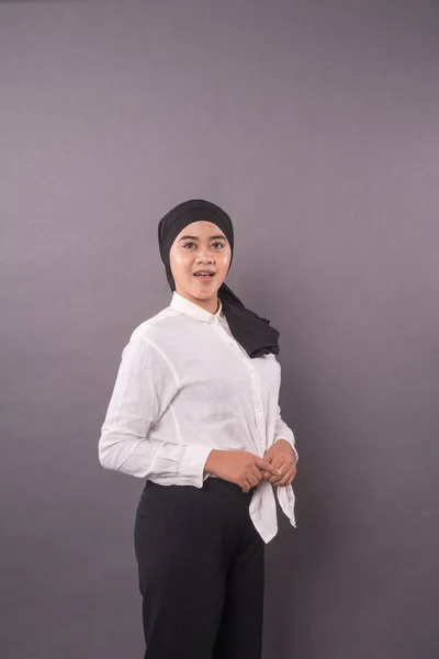 Retrato Jovem Asiática Menina Vestindo Turban Hijab Moda Para Adolescente — Fotografia de Stock