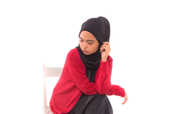 Hijab Casual Fashion Cute Chica Musulmana Con Vestido Casual Hijab — Foto de Stock