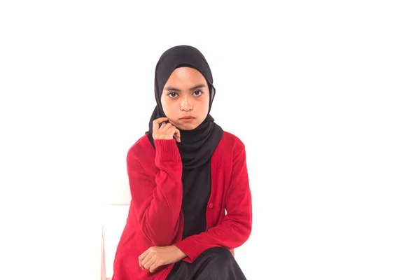 Hijab Casual Fashion Cute Chica Musulmana Con Vestido Casual Hijab — Foto de Stock