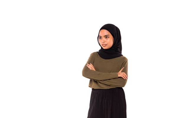 Hijab Casual Fashion Cute Chica Musulmana Con Vestido Casual Hijab — Foto de Stock