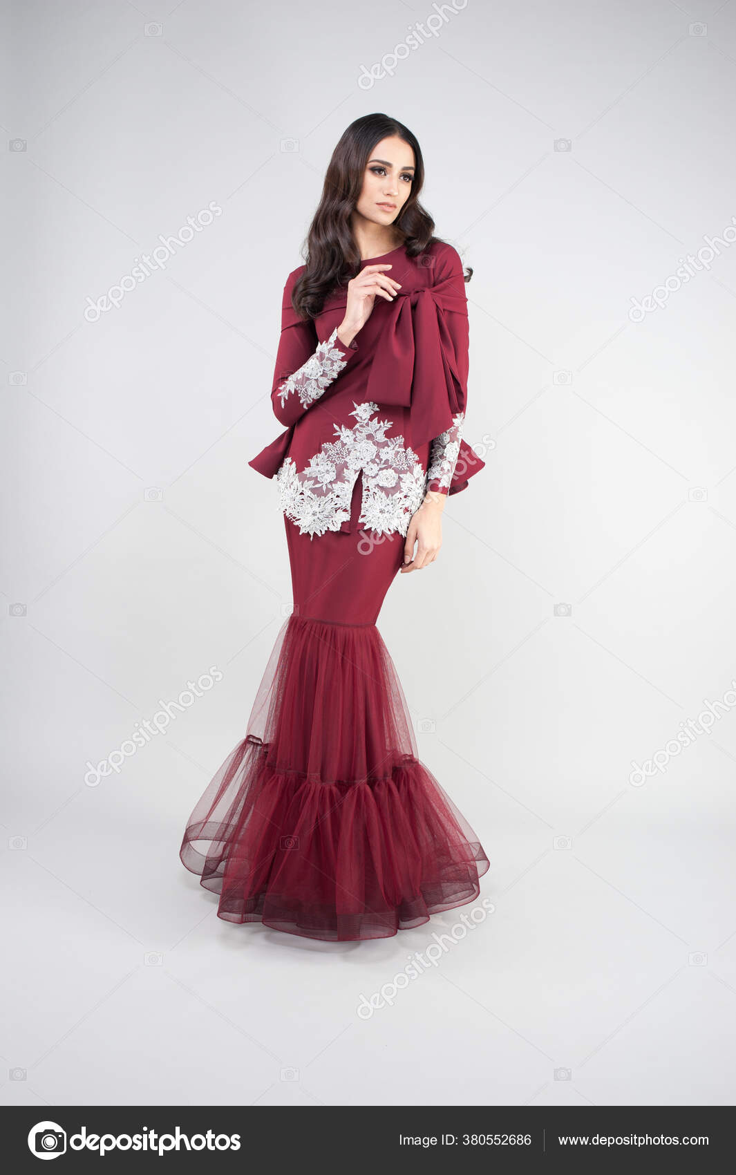Beautiful Female Model Wearing Malaysia Traditional Cloth Dress Known Baju Stock Photo art.rohstudio gmail 380552686