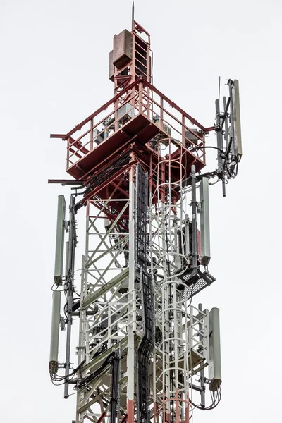 Detailed View Top Antennas Gsm Mast Tower Visible Wires Construction Royalty Free Stock Photos