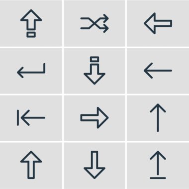 12 ok simgeleri çizgi stili vektör Illustration. Geri al, düzenlenebilir kümesini girin, caps lock ve diğer simge öğeleri.