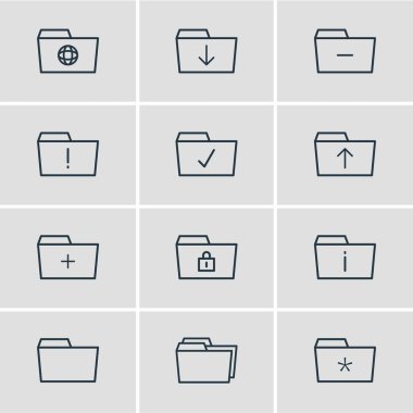 12 belge simgeleri çizgi stili vektör Illustration. Download, düzenlenebilir kümesi eklemek, önemli ve diğer simge öğeleri.