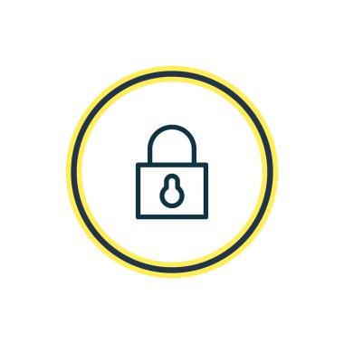 Güvenlik simgesi çizgi vektör Illustration. Güzel web öğesi de asma kilit simgesi öğesi olarak kullanılabilir.