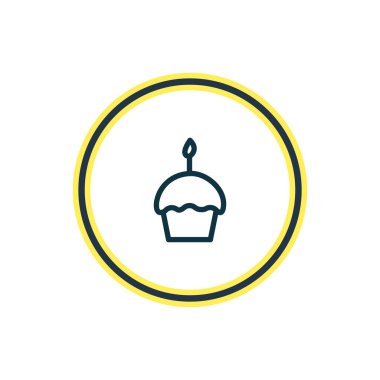 Cupcake simgesi çizgi vektör Illustration. Güzel hobi öğesi de muffin simgesi öğesi olarak kullanılabilir.