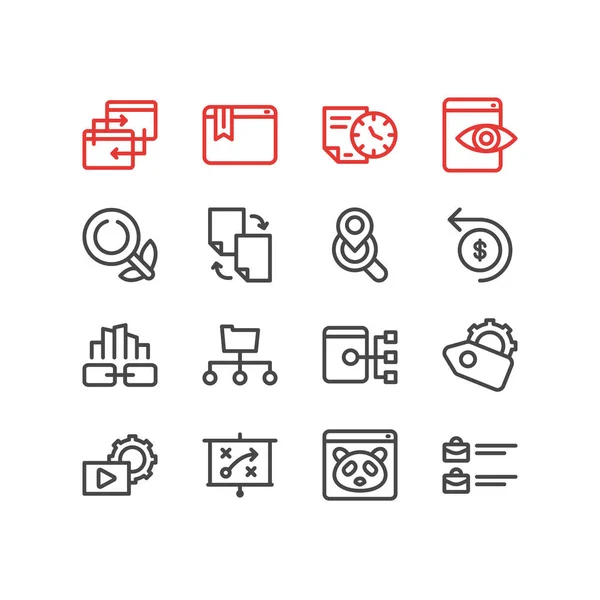 Illustration of 16 advertisement icons line style. Editable set of marketing strategy, video marketing, local search and other icon elements. — Stock Photo, Image