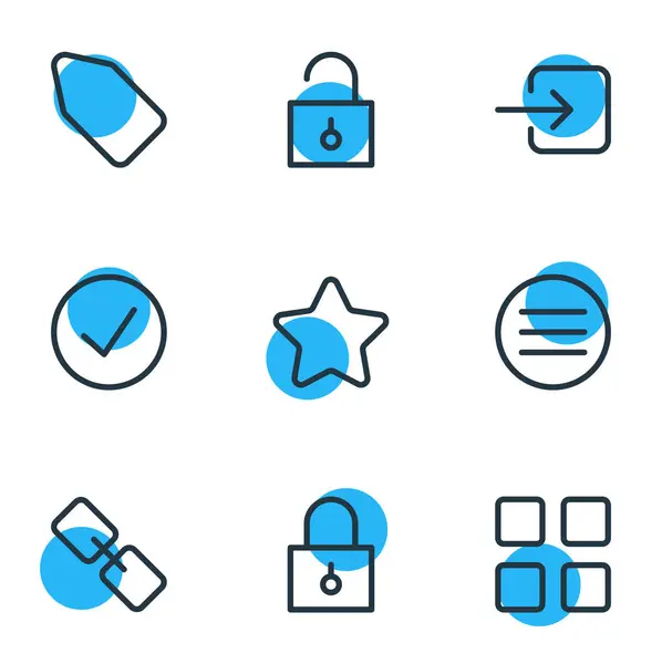 Illustration of 9 annex icons line style. Editable set of enter, check, thumbnails and other icon elements. — Stock Photo, Image