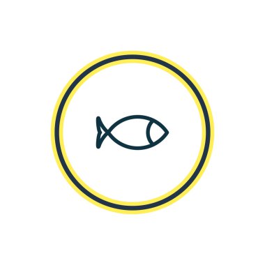 Balık simgesi çizgi vektör Illustration. Güzel hobi öğesi de deniz ürünleri simgesi öğesi olarak kullanılabilir.