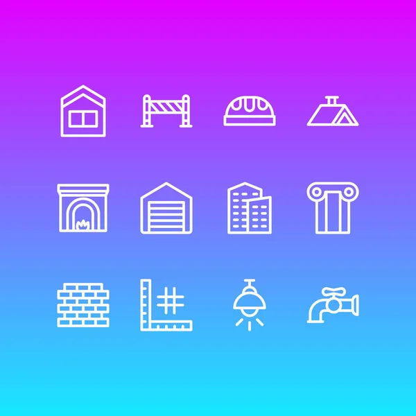 Illustratie van 12 lijnstijl van de industrie pictogrammen. Bewerkbare set van werknemer hoed, planning, open haard en andere elementen van het pictogram. — Stockfoto