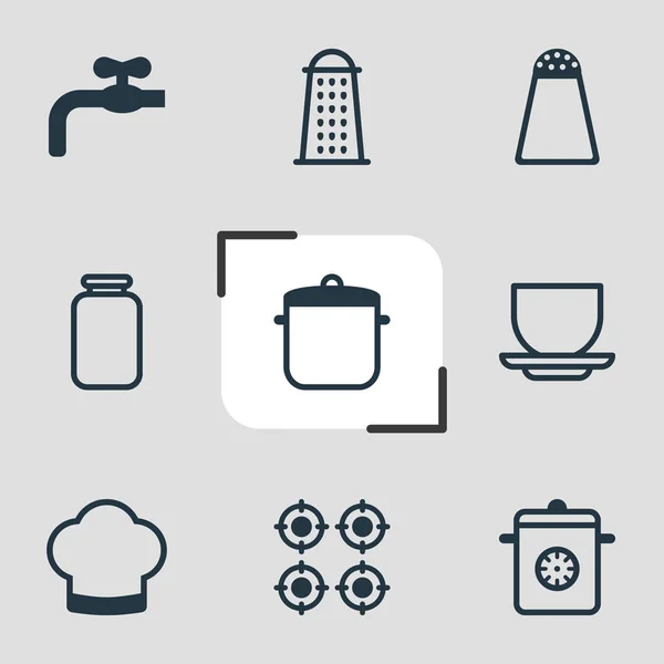 Ilustracja 9 restauracja ikon. Można edytować zestaw tarka, kubek, wodociągi i inne elementy ikony. — Zdjęcie stockowe