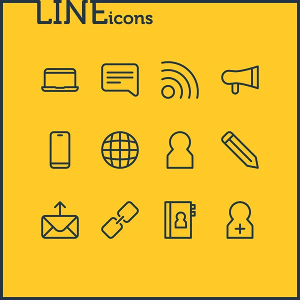 Illustration of 12 connect icons line style. Editable set of link, register account, wifi and other icon elements. — Stock Photo, Image