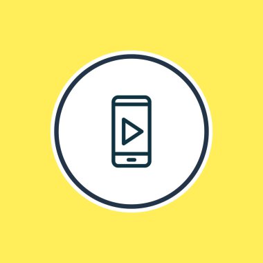 Oyun simgesi çizgi vektör Illustration. Güzel telefon öğesi de çoklu ortam simgesini öğesi olarak kullanılabilir.