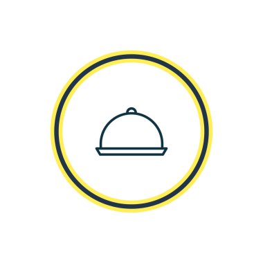 Çanak simgesi çizgi vektör Illustration. Güzel yemek öğesinin de tepsi simgesini öğesi olarak kullanılabilir.