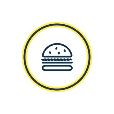 Burger simgesi çizgi vektör Illustration. Güzel parti öğesi de sandviç simgesi öğesi olarak kullanılabilir.