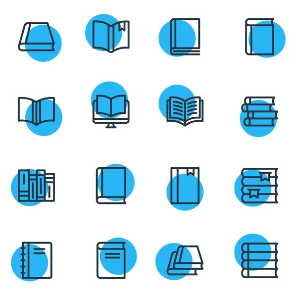 Ілюстрація 16 освітніх іконок стилю лінії. Редагований набір елементів підручника, блокнота, публікації та інших піктограм . — стокове фото