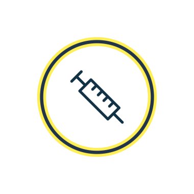 Şırınga simgesi çizgi vektör Illustration. Güzel hayvanat bahçesi öğesi de enjeksiyon simgesi öğesi olarak kullanılabilir.