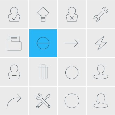 16 Kullanıcı simgeleri çizgi stili vektör Illustration. Kadın üye, erkek Kullanıcı düzenlenebilir kümesini yayımlamak ve diğer simge öğeleri.