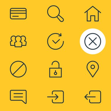 12 uygulama simgeleri çizgi stili vektör Illustration. Düzenlenebilir gelecek, yakın, ev ve diğer simge öğeleri kümesi.