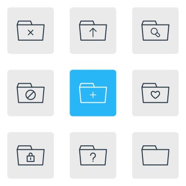 9 belge simgeleri çizgi stili vektör Illustration. Düzenlenebilir cevapsız, kilitli, kapalı ve diğer simge öğeleri kümesi.