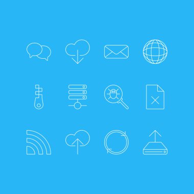 12 ağ kutsal kişilerin resmi çizgi stili Illustration. Düzenlenebilir küme veritabanı, ZIP, sohbet ve diğer simge öğeleri.