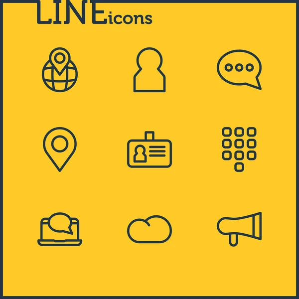 Ilustración de 9 conectar iconos estilo de línea. Conjunto editable de botones, nube, id y otros elementos del icono . — Foto de Stock
