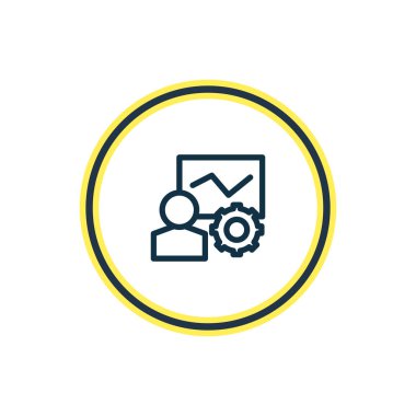 Seo eğitim grafik adam dişli simgesini satır Illustration. Güzel pazarlama öğesi de geliştirme semineri simgesi öğesi olarak kullanılabilir.