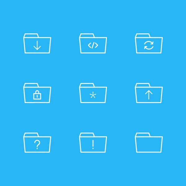 illustration of 9 document icons line style. Editable set of locked, refresh, folder and other icon elements.