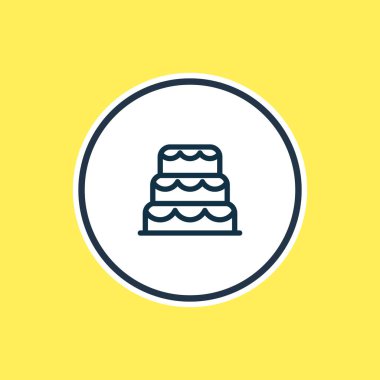 Pasta simgesi çizgi vektör Illustration. Güzel parti öğesi de ekmek simgesi öğesi olarak kullanılabilir.