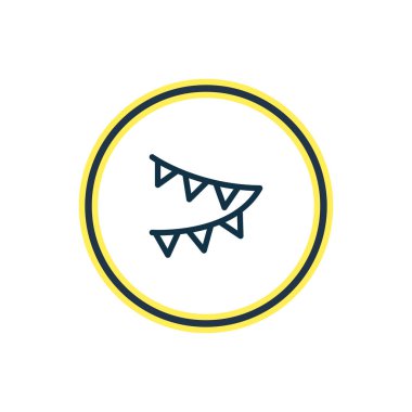 Bayrak simgesini çizgi vektör Illustration. Güzel parti öğesi de kiraz kuşu simgesi öğesi olarak kullanılabilir.