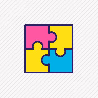 Bulmaca simge vektör çizim satırı renkli. Güzel ticaret öğesi de jigsaw simgesi öğesi olarak kullanılabilir.