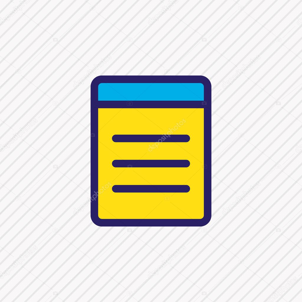 Vector illustration of list icon colored line. Beautiful application element also can be used as document icon element.