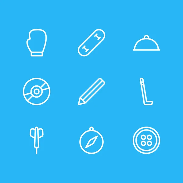 Ilustración de 9 iconos de entretenimiento estilo de línea. Conjunto editable de guante de caja, patinaje, catering y otros elementos del icono . — Foto de Stock