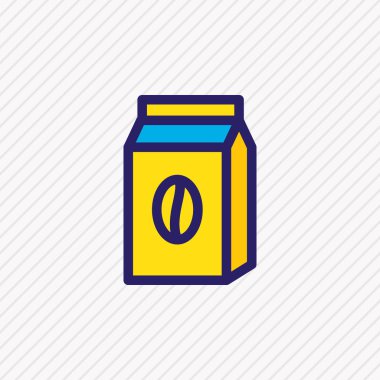 Kahve paketi simge vektör çizim satırı renkli. Güzel kahve öğesi de ürün simgesini öğesi olarak kullanılabilir.