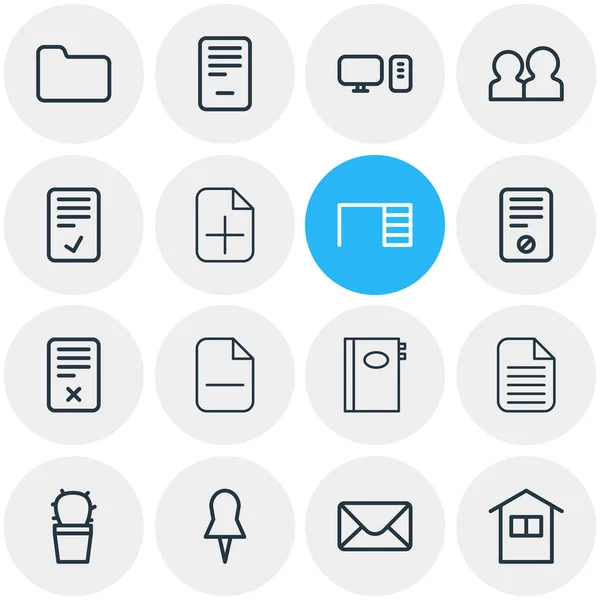 Illustration of 16 workplace icons line style. Editable set of deleting, remove, team and other icon elements. — Stock Photo, Image