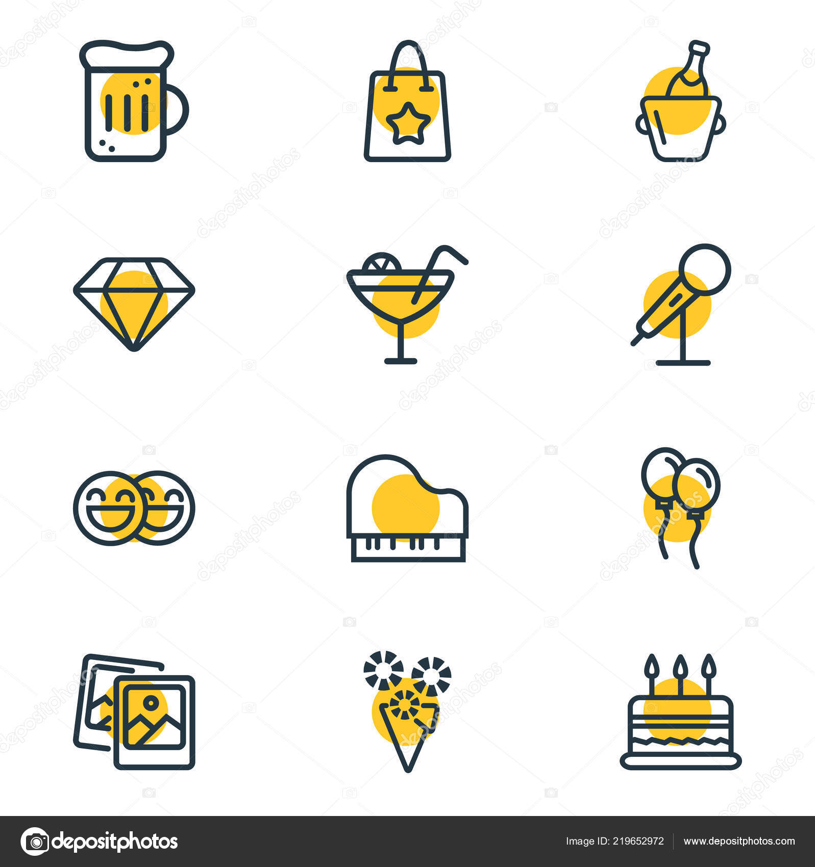 Vektor Illustration Von 12 Feier Symbolen Linie Stil Editierbares Set Aus Mikrofon Weinflasche Bierkrug Und Anderen Symbolelementen Vektorgrafik Lizenzfreie Grafiken C Gwisl Depositphotos