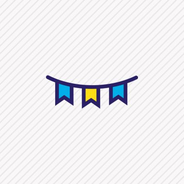 Kağıt garland simge vektör çizim satırı renkli. Güzel kutlamak öğe aynı zamanda kullanılabilir kiraz kuşu simgesi öğesi olarak.