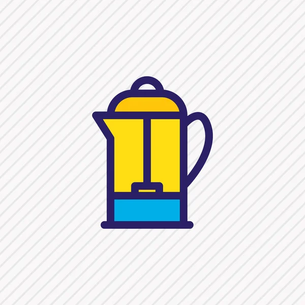 Illustration of french press icon colored line. Beautiful java element also can be used as teatime icon element. — Stock Photo, Image