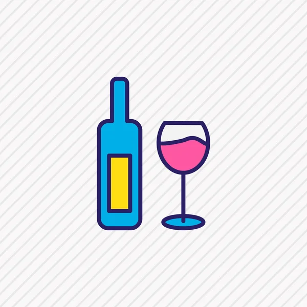 Illustrazione vettoriale dell'icona della bottiglia di vino linea colorata. Bello stile di vita elemento può essere utilizzato anche come elemento icona di vetro da vino . — Vettoriale Stock