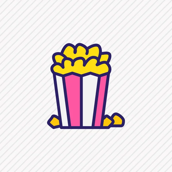 Illustration vectorielle de la ligne de couleur icône pop-corn. Bel élément de film peut également être utilisé comme élément icône de collation cinéma . — Image vectorielle