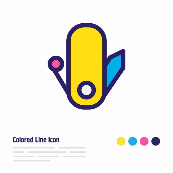 illustration of swiss knife icon colored line. Beautiful camp element also can be used as penknife icon element.
