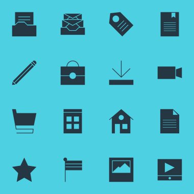 16 internet simgeler vektör Illustration. Düzenlenebilir belge, takvim, download ve diğer simge öğeleri kümesi.