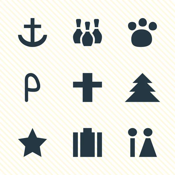 Ilustración de 9 iconos de check-in. Conjunto editable de cartera, estrella, baño y otros elementos del icono . — Foto de Stock