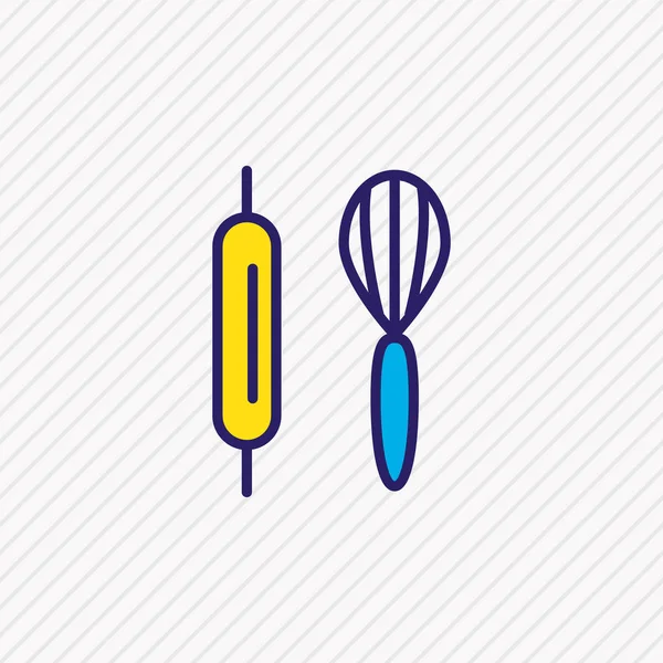 illustration of baking icon colored line. Beautiful entertainment element also can be used as whisk with rolling-pin icon element.